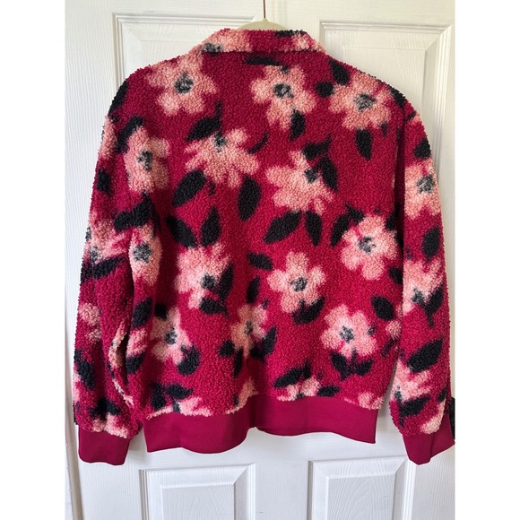 Lacey Chabert Sherpa Floral Bomber Jacket Medium Cottagecore Cozy Chic - Picture 3 of 6